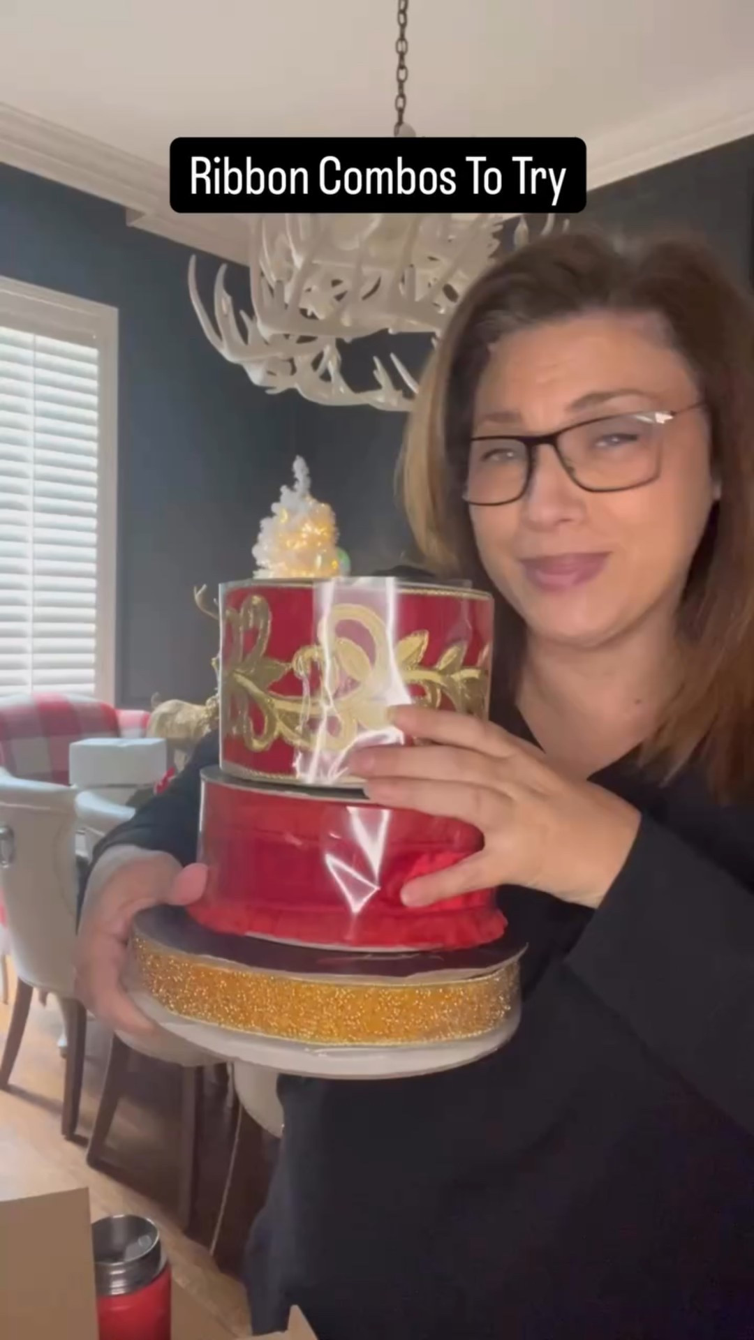 ✨ Ribbon Combo Inspiration ✨

If you’ve ever wondered which ribbons _really_ look good together — this video is for you! I’m showing several of my favorite combinations that work beautifully for Christmas trees, garlands, and wreaths:

❤️ **Red + Gold** – classic and timeless
❤️🤍 **Red + White** – festive and bright
💚✨ **Emerald + Gold** – rich and elegant
🤎🌲 **Rustic Brown + Pinecone** – warm and natural
🤍💛 **Gold + Ivory** – soft and sophisticated
🖤✨ **Black + Gold** – bold and glam

Each combo mixes widths — 1”, 2.5”, and 4” — for that layered designer look.
Shop all the ribbons featured at [**www.HolidayHangups.com**](https://www.HolidayHangups.com “‌”) 🎀

💬 Comment “Decor” and I’ll send you links directly to your inbox!

#Ribbon #DesignerRibbon #ChristmasTree #Christmas #HolidayDecorating #Christmasdecor #ChristmasRibbon #HolidayHangups