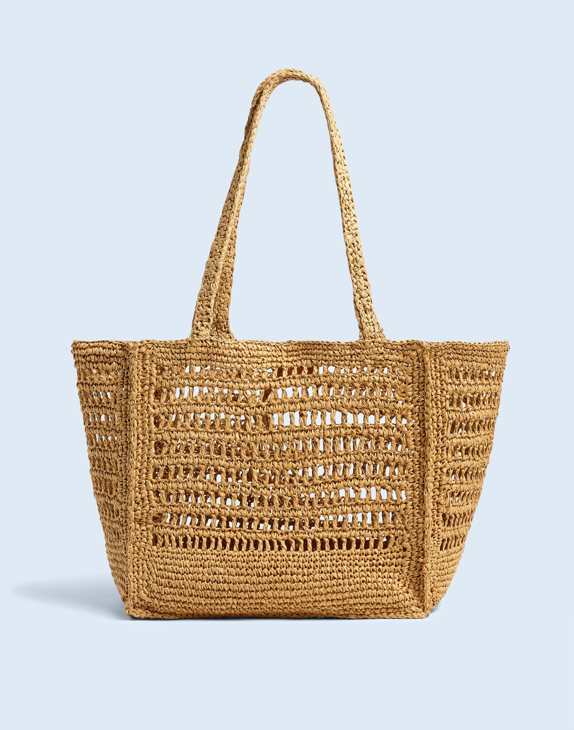 The Open-Crochet Straw Packable Tote | Madewell