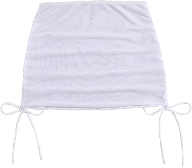 Women's Mesh Sheer Drawstring Solid Summer Bikini Cover Up Skirt | Amazon (US)
