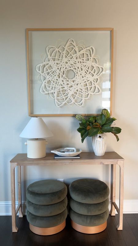 This wall is so popular with you!! This target console is really well priced - I removed the bat, the lamp is also target and I linked a similar option and my marble vase is splurge but I also linked similar options. My ottomans are from target and the marble bowl is from Etsy! 

#LTKFind #LTKhome #LTKstyletip