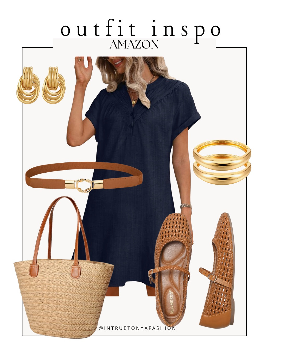 Lightweight navy summer dresses with brown flats, belt, straw tote bag and gold jewelry 







Amazon outfits, summer outfit inspo, outfit ideas, casual outfits amazon, amazon outfits every day, outfit ideas 2026, summer outfits, summer workwear, work outfit, summer dress, 

#LTKSaleAlert #LTKootd #LTKWorkwear