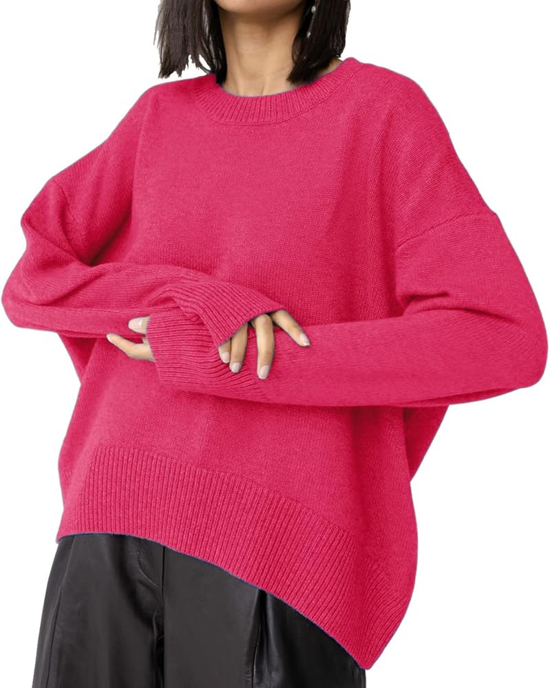 Ckikiou Oversized Crewneck Cute Slouchy High Low Sweater for Women Fall Winter Casual Long Sleeve... | Amazon (US)