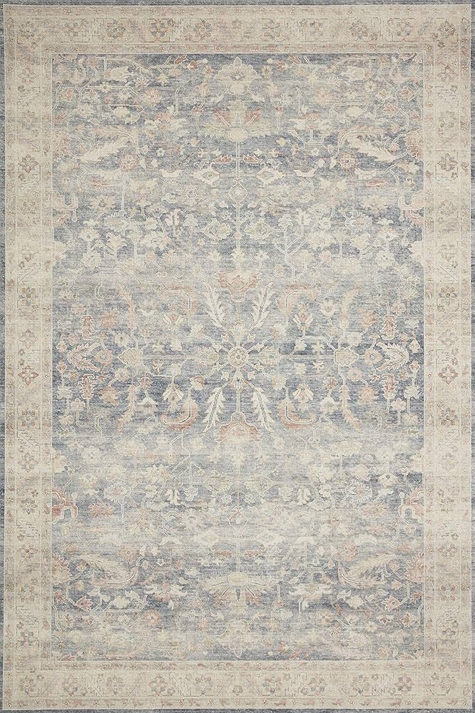 Loloi II Hathaway Collection HTH-02 Denim / Multi 7'-6" x 9'-6", .25" Thick, Area Rug, Soft, Durable, Printed, Modern, Low Pile, Non-Shedding, Easy Clean, Living Room Rug | Amazon (US)
