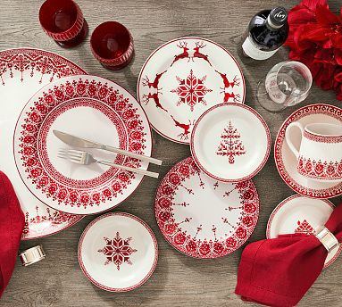 Tahoe Fair Isle Holiday Stag 16-Piece Dinnerware Set | Pottery Barn (US)