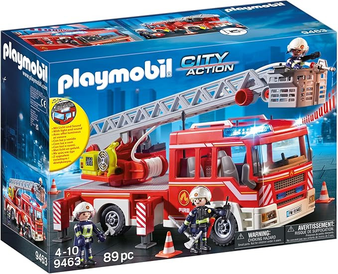 PLAYMOBIL City Action 9463 Feuerwehr-Leiterfahrzeug mit Licht und Sound, Ab 5 Jahren | Amazon (DE)