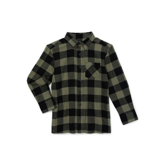 Wonder Nation Boys Long Sleeve Flannel Shirt, Sizes 4-18 & Husky | Walmart (US)