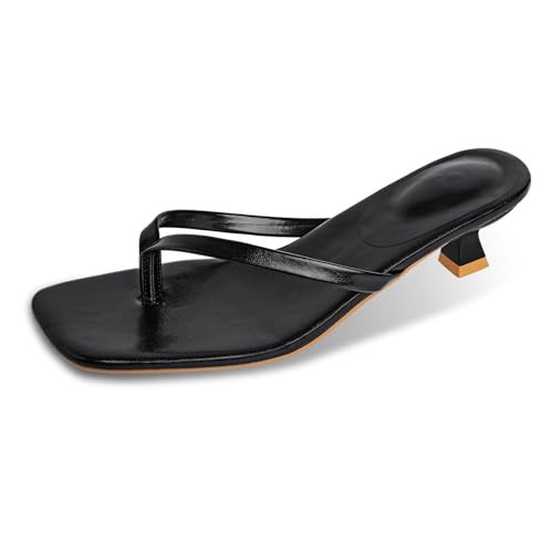 Yinbwol Women's Kitten Heels Sandals Square Open Toe Flip Flop Summer Fashion 1.8-2 Inch Low Heels Sandals for Party Beach | Amazon (US)