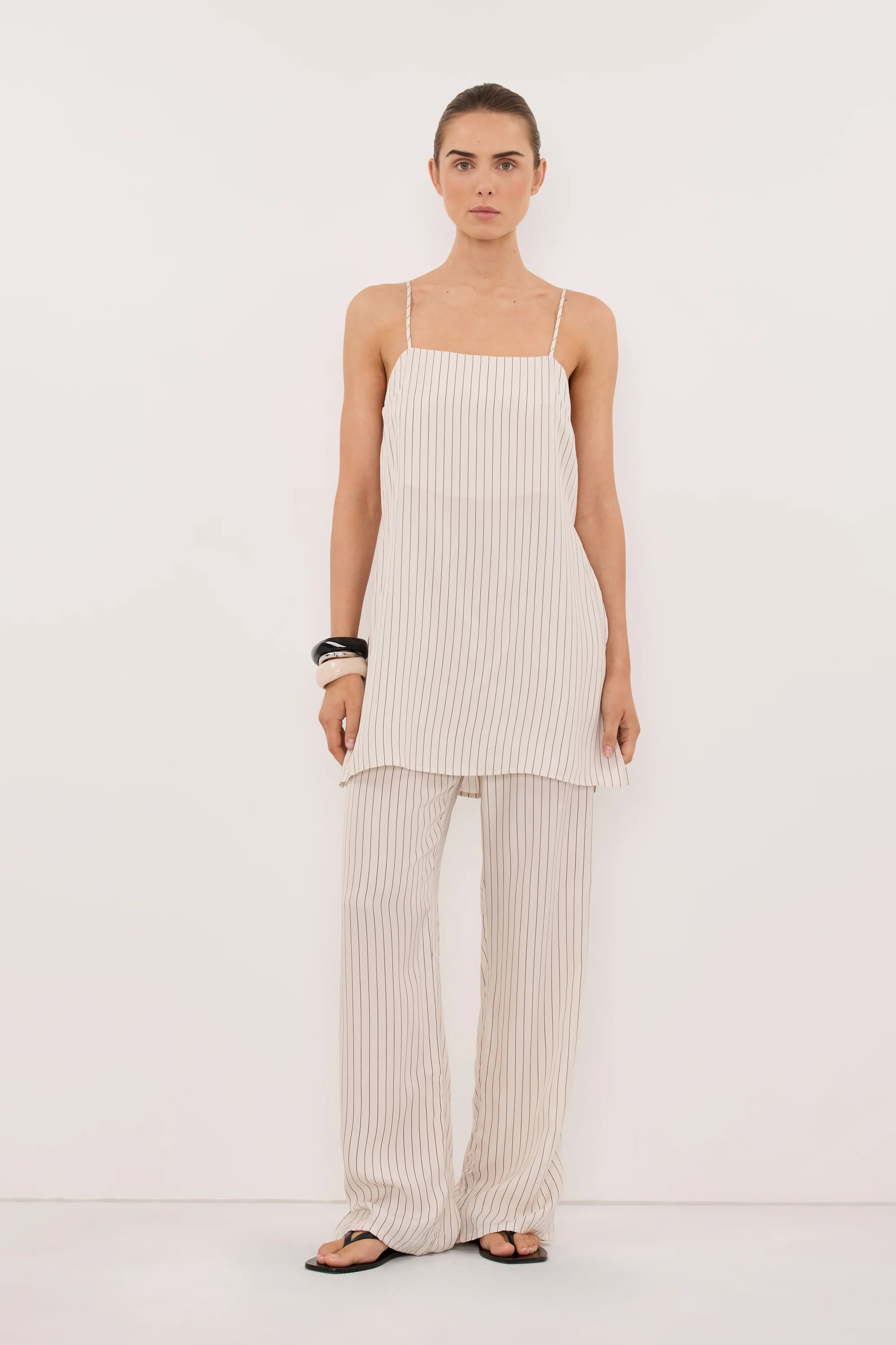 AMARA CREAM STRIPE CUPRO CAMI | DISSH