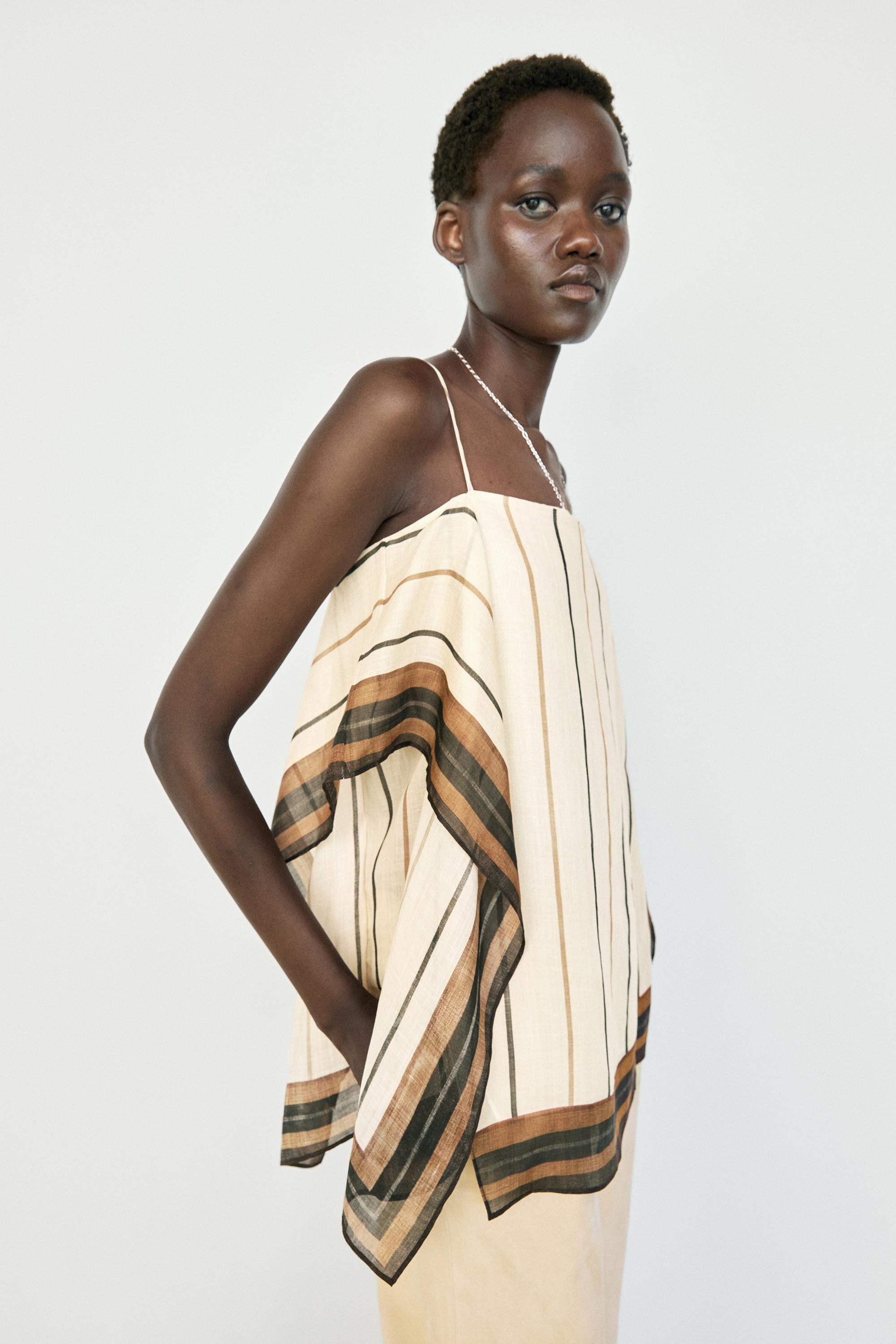 Flowing striped strappy top | Massimo Dutti US