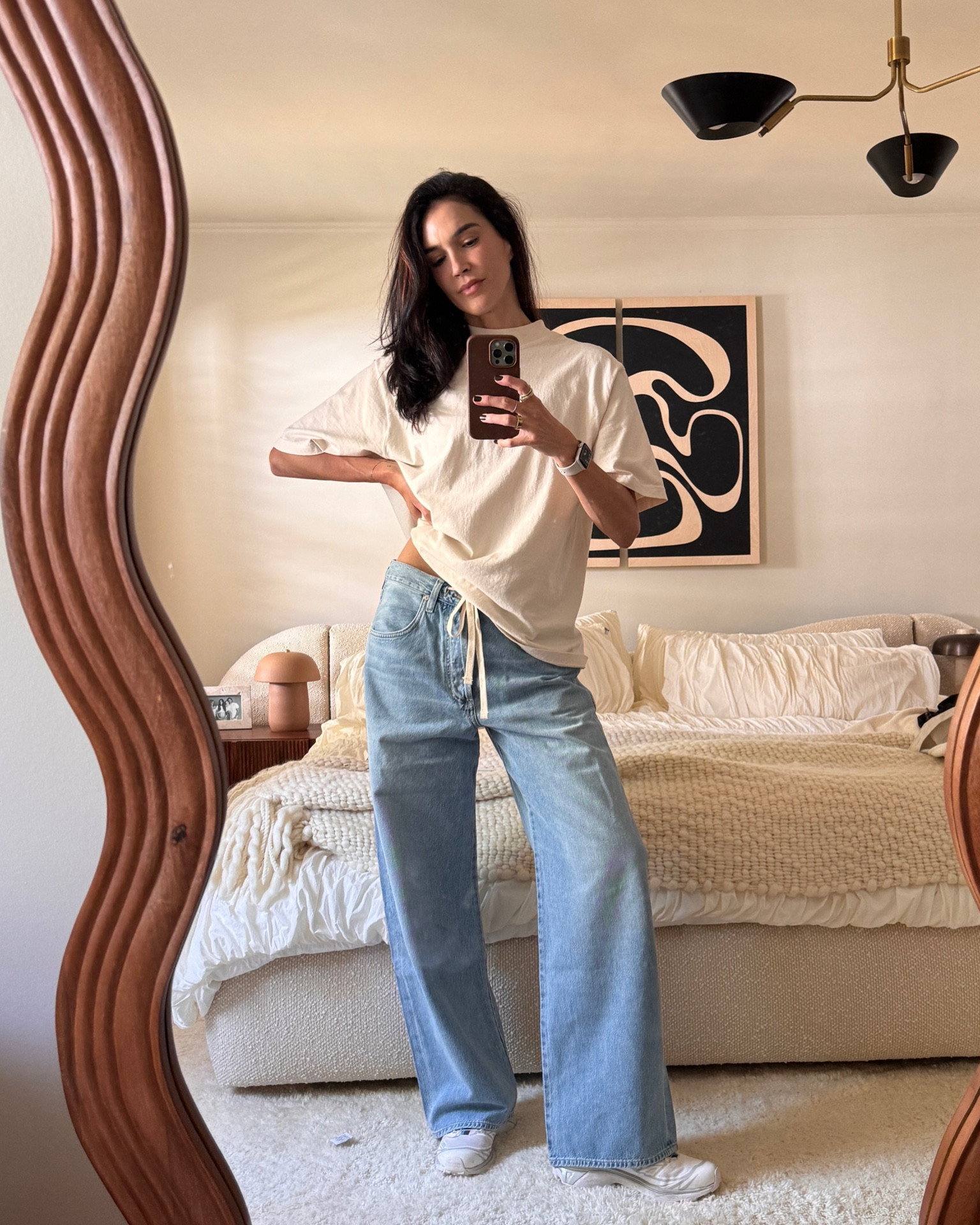 Comfy casual, my favorite 🖤 I’m 5’10 wearing a size 27 in the jeans and medium in the shirt, sneakers fit true to size. 

#LTKFindsUnder50