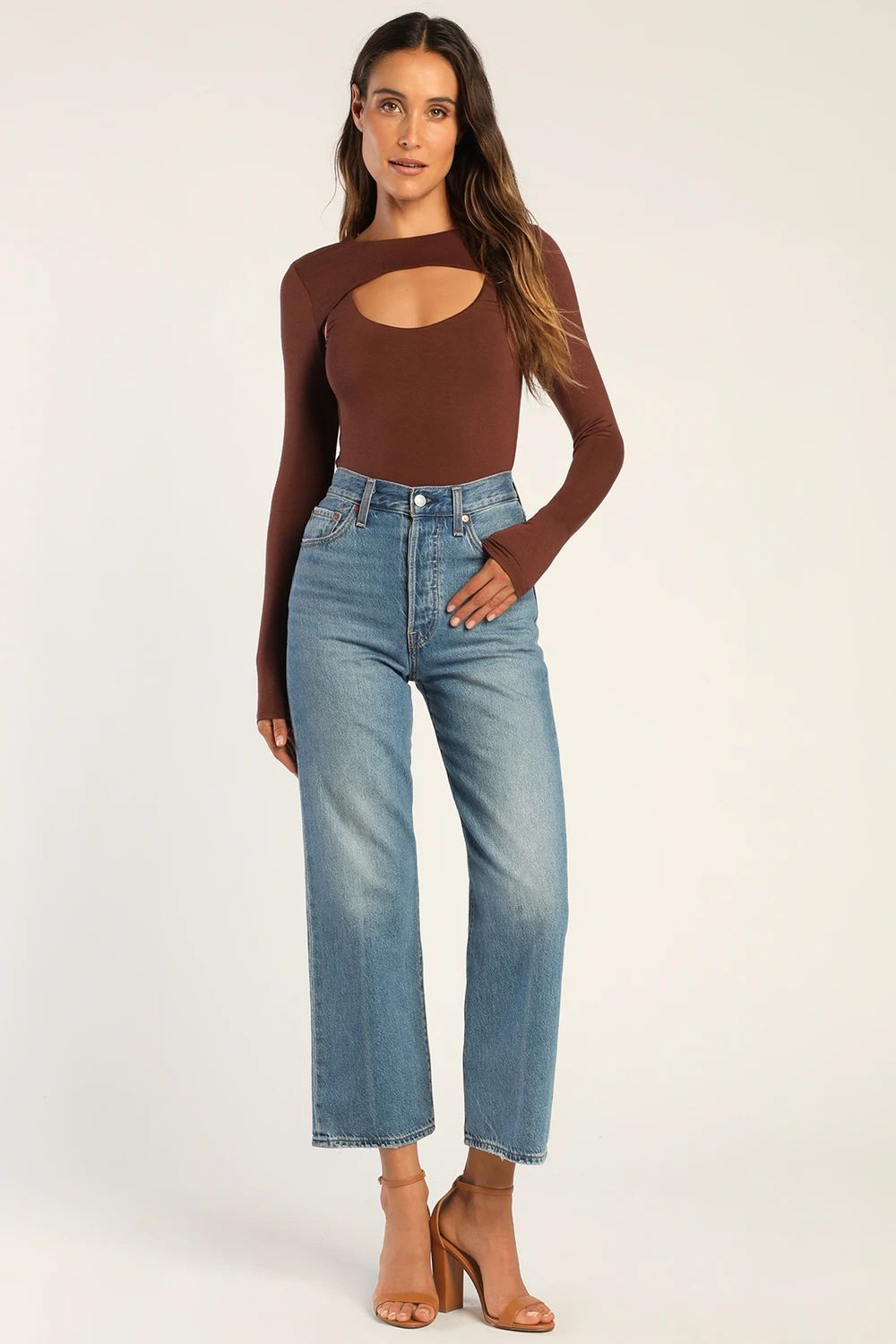 Flirtatious Appeal Brown Long Sleeve Cutout Bodysuit | Lulus (US)
