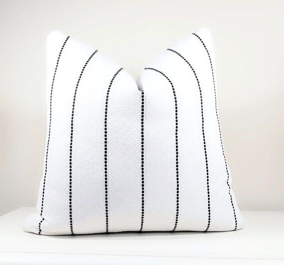 White Pillow Black Stripe Pillow Cover With White Textured | Etsy | Etsy (US)