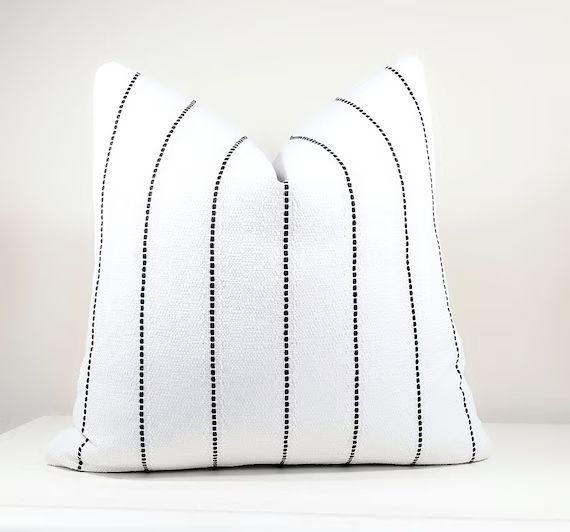White Pillow Black Stripe Pillow Cover With White Textured | Etsy | Etsy (US)