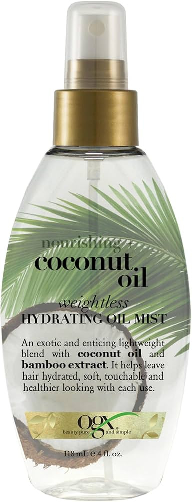 OGX Nourishing + Coconut Oil Weightless Hydrating Oil Hair Mist, Lightweight Leave-In Hair Treatm... | Amazon (US)