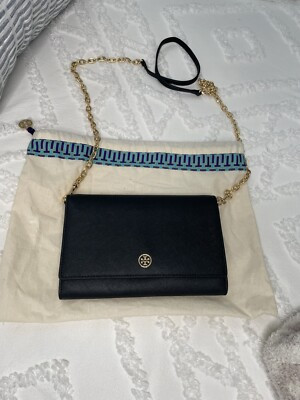 NEW Tory Burch Emerson Wallet on a Chain Black Crossbody | eBay US