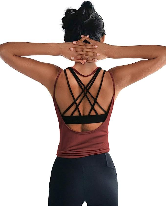 OYANUS Womens Summer Workout Tops Sexy Backless Yoga Shirts Open Back Activewear Running Sports G... | Amazon (US)