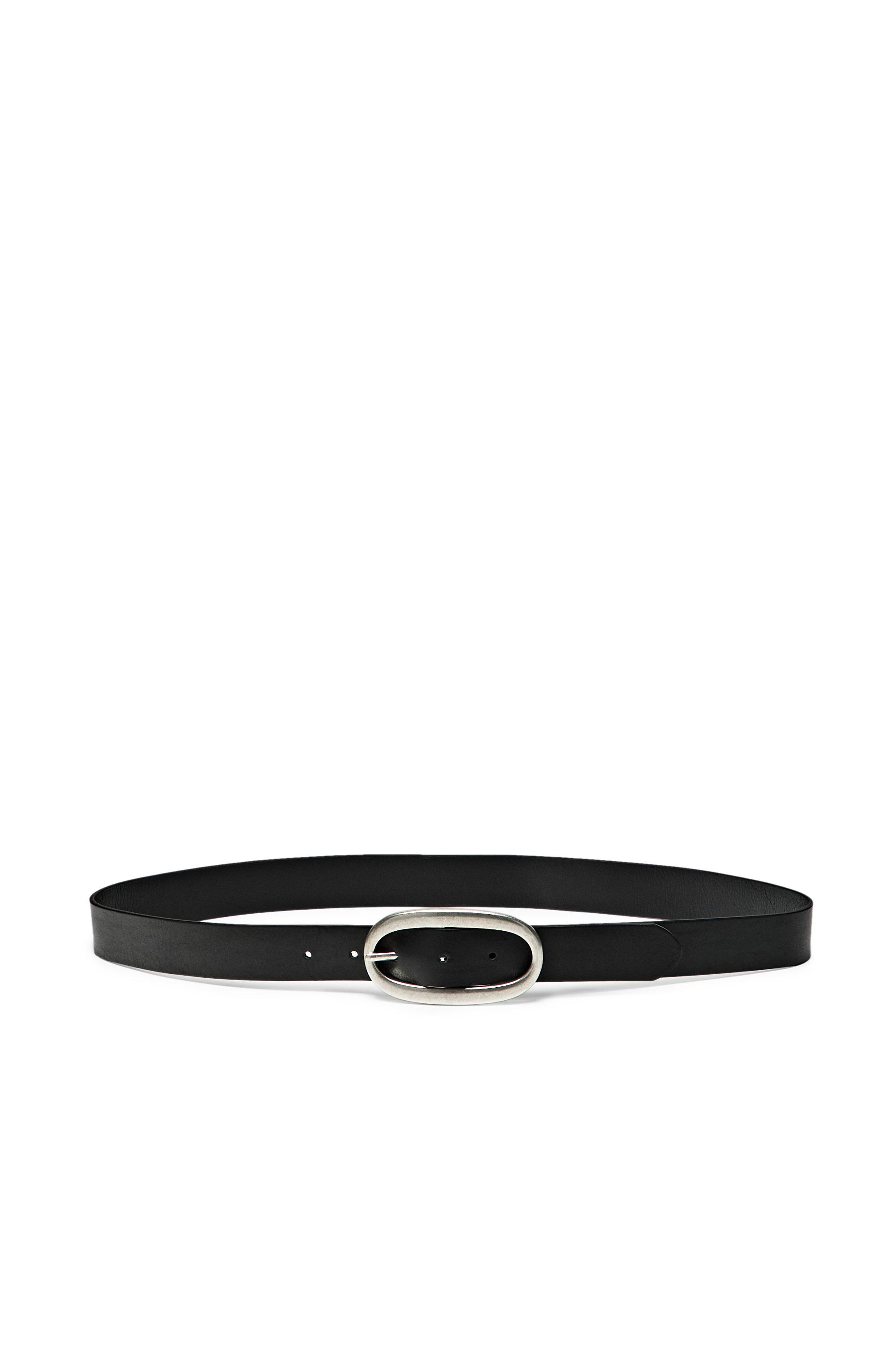 Nappa leather belt with oval buckle - BLACK | Massimo Dutti UK
