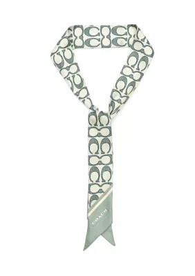 COACH Women's Vintage Signature C Printed Silky Scarf, Sage | Belk