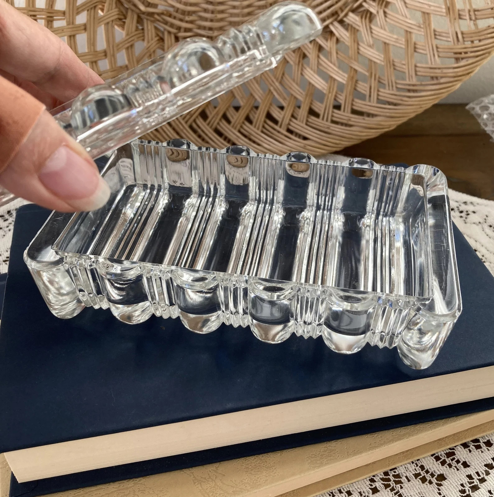 Vintage Indiana Clear Glass Box, Cigarette Box, Indiana Constellation, Glass Trinket Box, Art Dec... | Etsy (US)