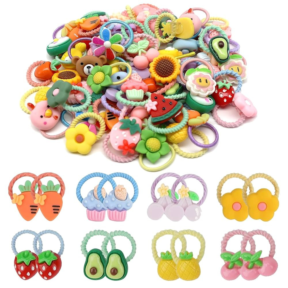 60Pcs Baby Hair Ties, Cute Cartoon Small Hair Ties for Toddlers Little Girls, Colorful Elastic Po... | Amazon (US)
