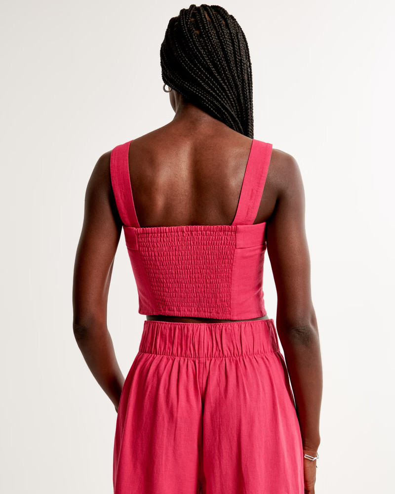 Linen-Blend Foldover Set Top | Abercrombie & Fitch (US)