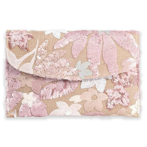 EGOUE Women's Sequin Beaded Clutch Purse Embroidered Floral Evening Clutch Bags（PINK | Amazon (US)