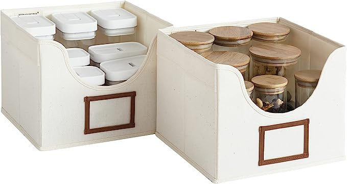 StorageWorks Storage Bins, Foldable Storage Basket for Shelves, Fabric Organizing Bins with Cutou... | Amazon (US)
