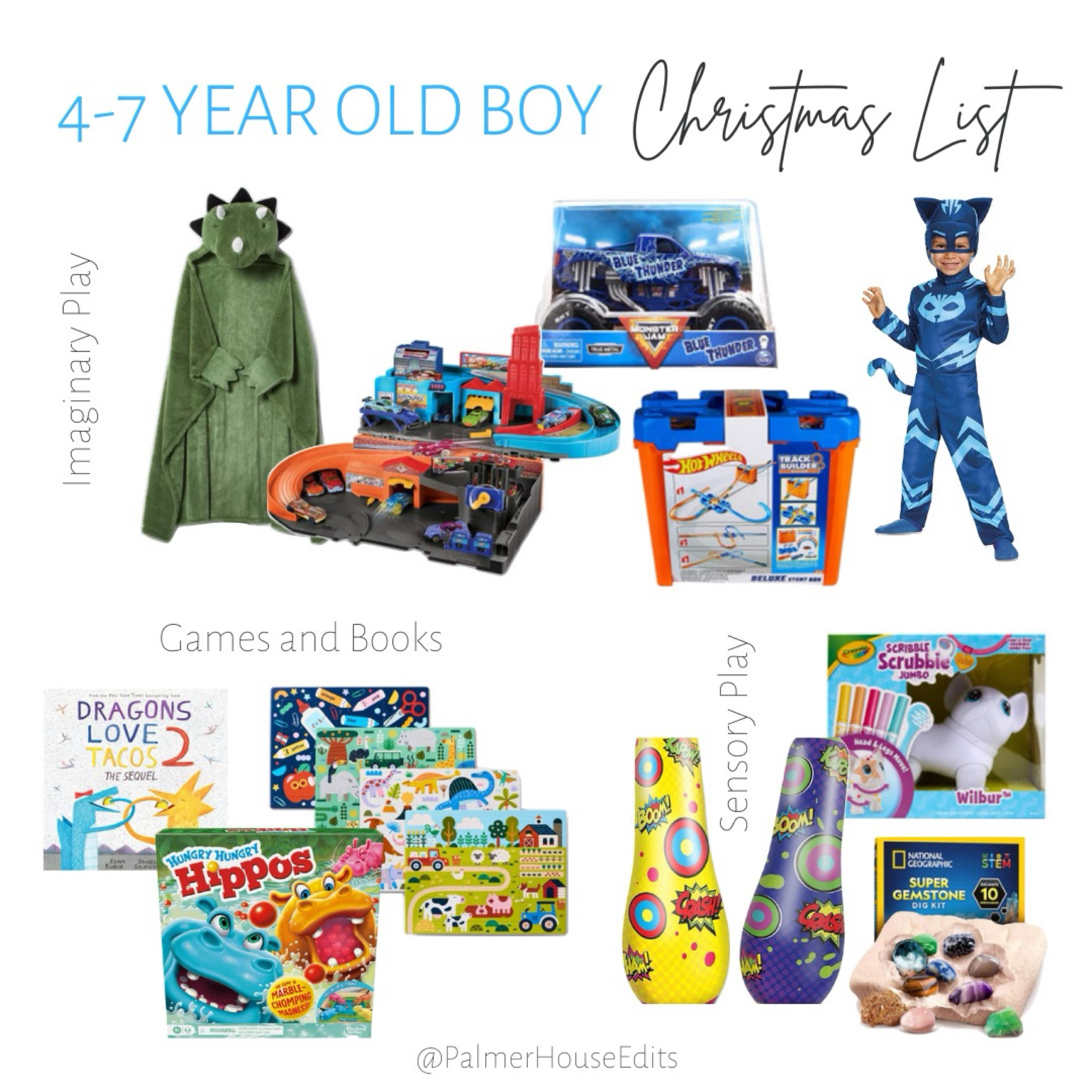 4-7 year old boy Christmas list!  Everything my 4 year old boy is getting from Santa,  and it is not just cars and trucks!  
4 year old boy gift ideas
5 year old boy gift ideas
6 year old boy gift ideas
7 year old boy gift ideas
Sensory gift for boys
Games and books for boys
Imaginary play for boys

#LTKGiftGuide #LTKKids #LTKCyberWeek