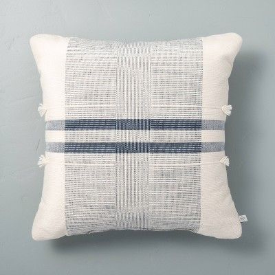 18&#34; x 18&#34; Center Band Stripes Throw Pillow Blue - Hearth &#38; Hand&#8482; with Magnolia | Target