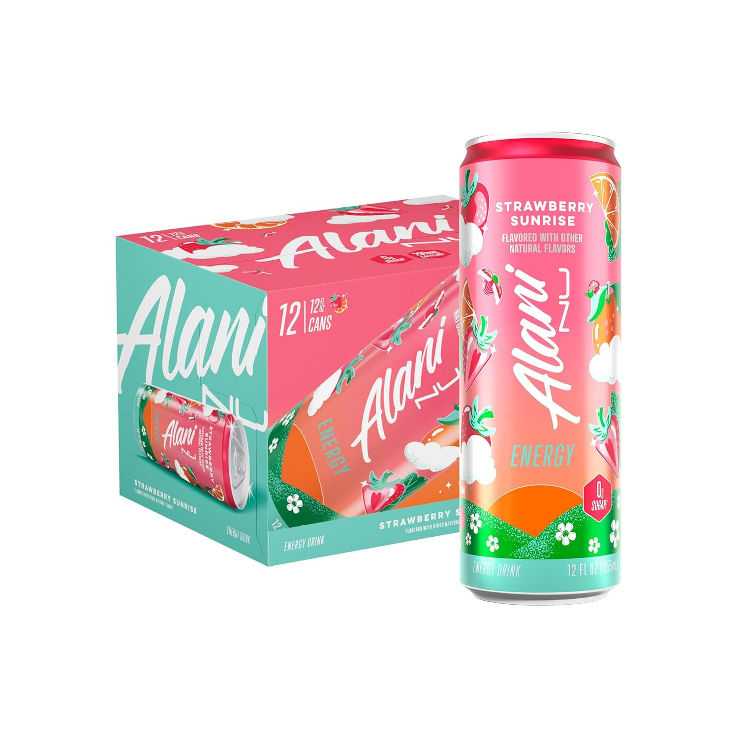 Alani Nu STRAWBERRY SUNRISE Sugar Free, Low Calorie Energy Drinks, 200mg Caffeine, Biotin B Vitam... | Amazon (US)