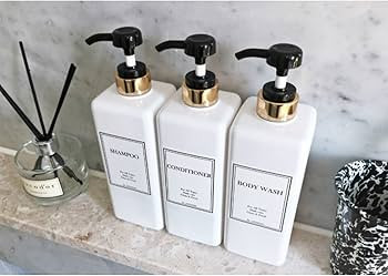 HARRA HOME Modern Gold Design Pump Bottle Set 27 oz Refillable Shampoo and Conditioner Dispenser ... | Amazon (US)