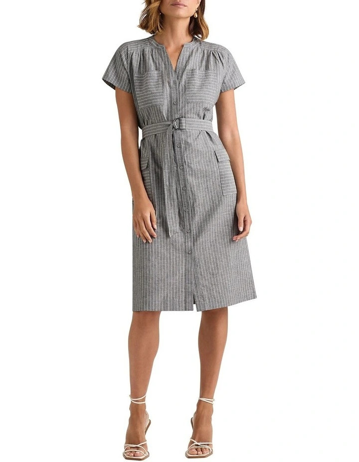 Cerello Linen Blend Dress in Grey | Myer