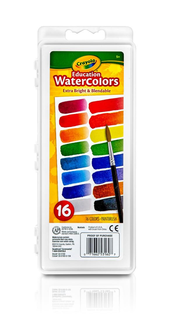 Crayola Watercolor Paint Set (16 Count), Washable Paint for Kids, 1 Paint Brush, Arts & Crafts Su... | Amazon (US)