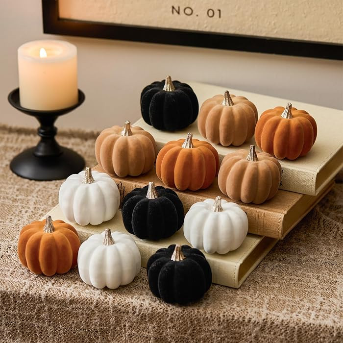 DN DECONATION Mini Fall Pumpkin Decor, Fake Decorations for Home, 12PCS | Amazon (US)