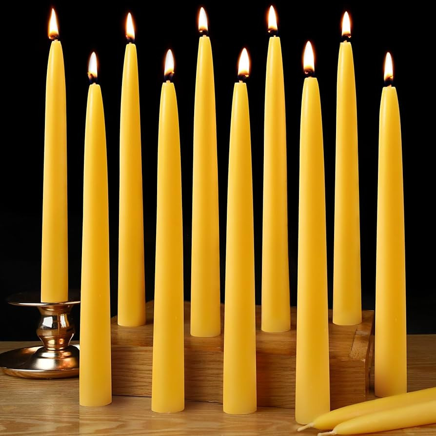10inch Beeswax Taper Candles 12 Pack Natural Pure Beeswax Candlesticks Smokeless 10 Hour Long Bur... | Amazon (US)