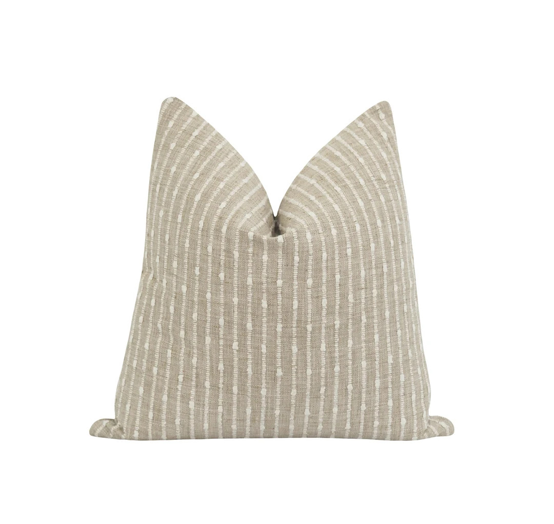 Sand and Ivory Woven Stripe, Neutral Accent Pillow Cover, Textured Woven Throw Pillow Cover, 18 2... | Etsy (US)