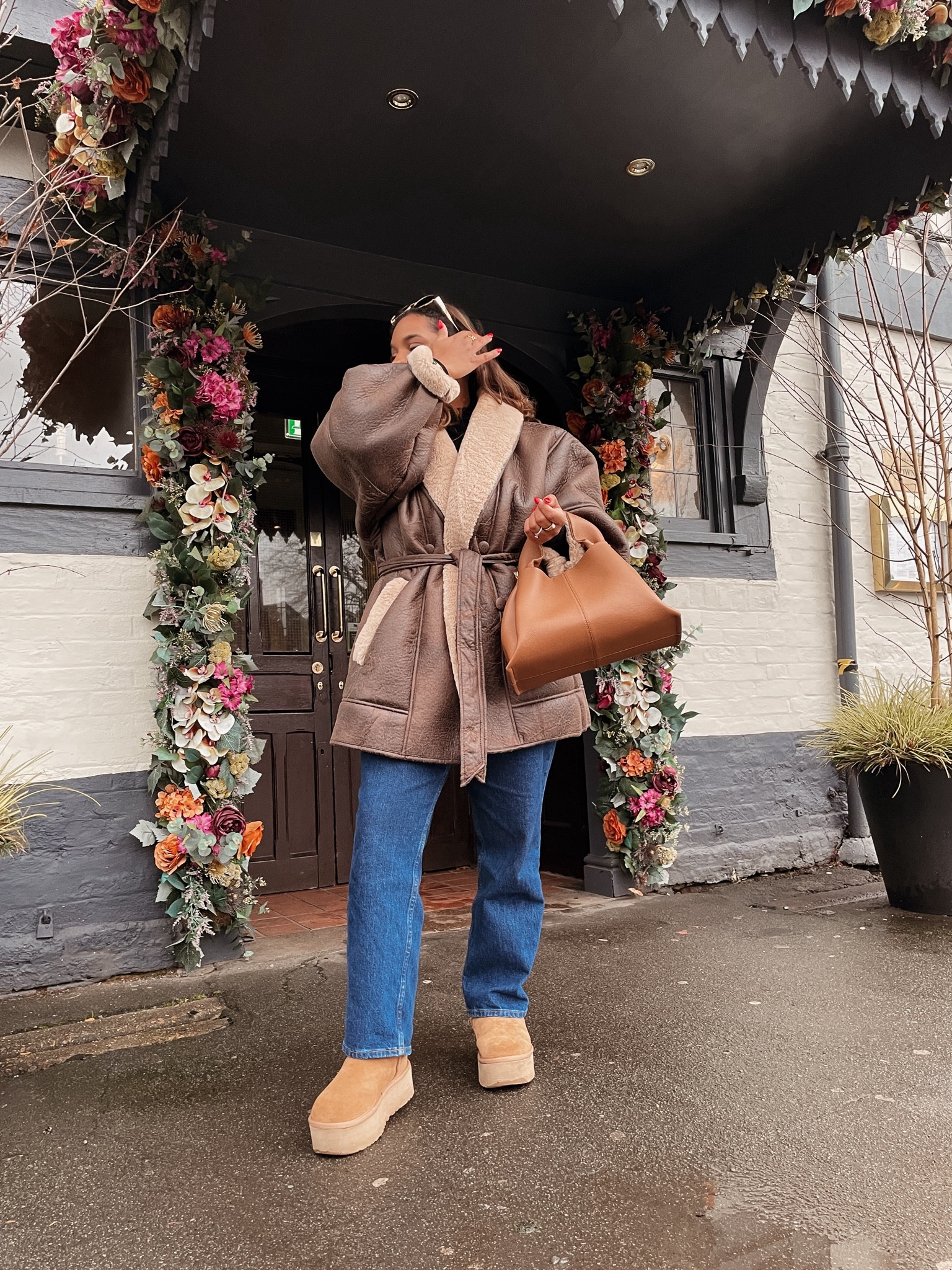 Coat linked
Bag is Polene 
Jeans linked
Uggs linked
Sunglasses linked
Bodysuit linked 

#LTKeurope #LTKfindsunder100 #LTKshoecrush