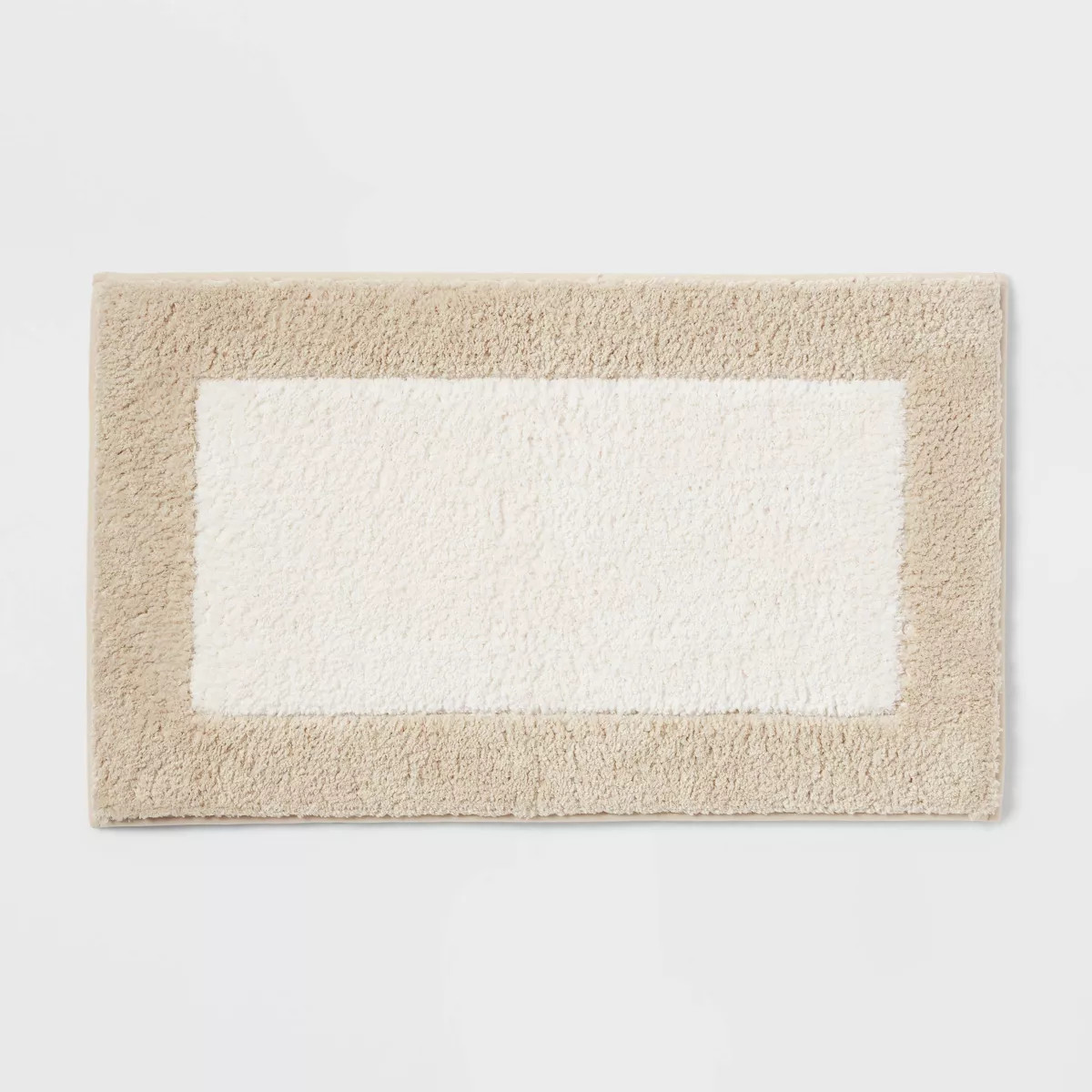 20"x34" Fluffy Border Memory Foam Bath Rug Tan - Threshold™ | Target