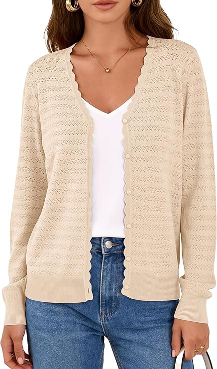 PRETTYGARDEN Lightweight Cardigans for Women Trendy Cozy Fall Fashion Long Sleeve Button V Neck S... | Amazon (US)