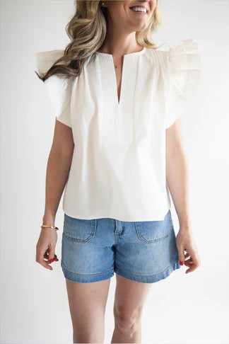 Flutter Sleeve Poplin Top | Edit No. 5 Boutique