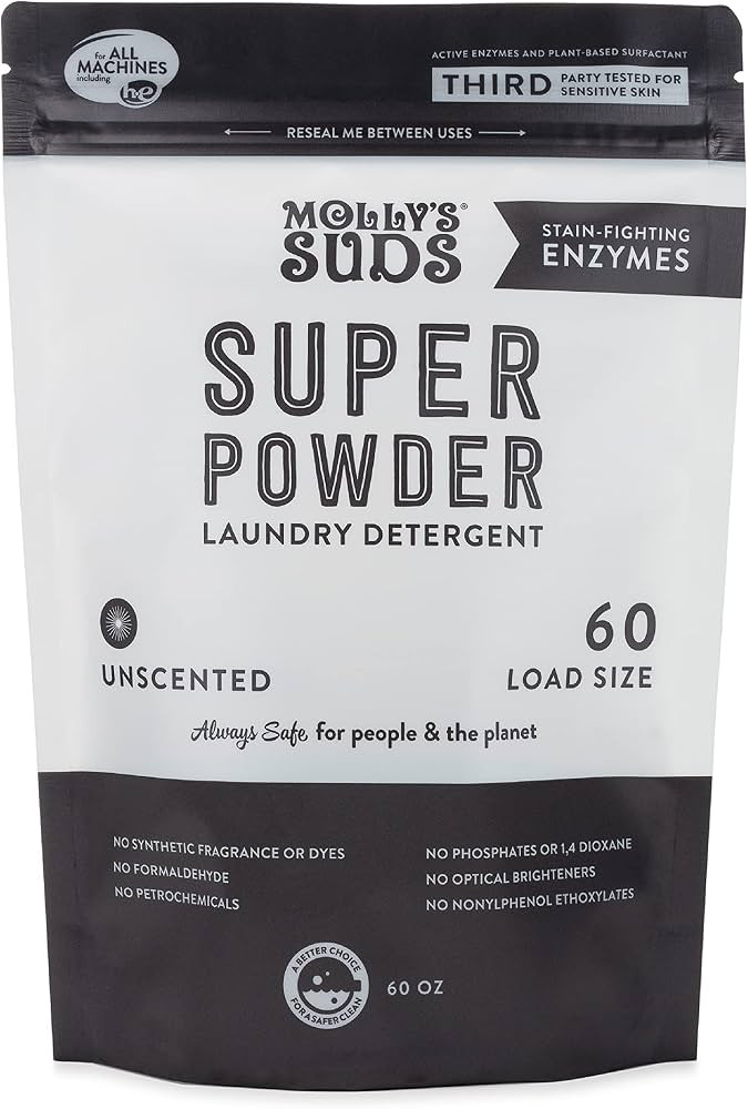 Molly's Suds Unscented Super Powder Detergent | Natural Extra Strength Laundry Soap, Stain Fighti... | Amazon (US)