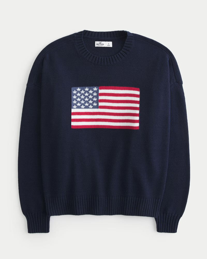 Women's American Flag Graphic Crew Sweater from Hollister | Hollister (US)