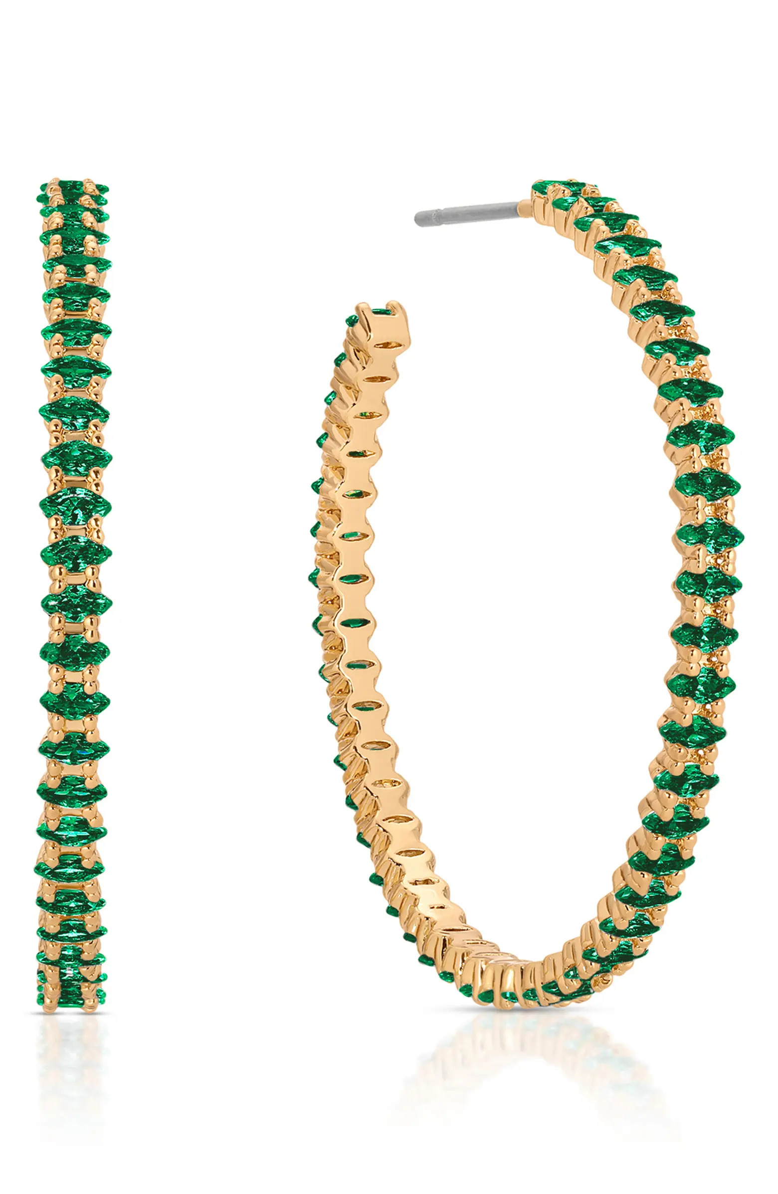 Dainty Marquise Cubic Zirconia Hoop Earrings | Nordstrom