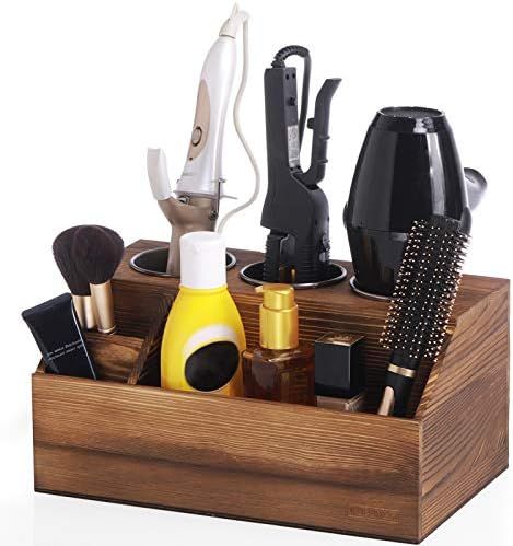ROLOWAY Wooden Hair Tool Organizer - Blow Dryer Holder - Curling Iron Holder - Flat Iron Holder -... | Amazon (US)