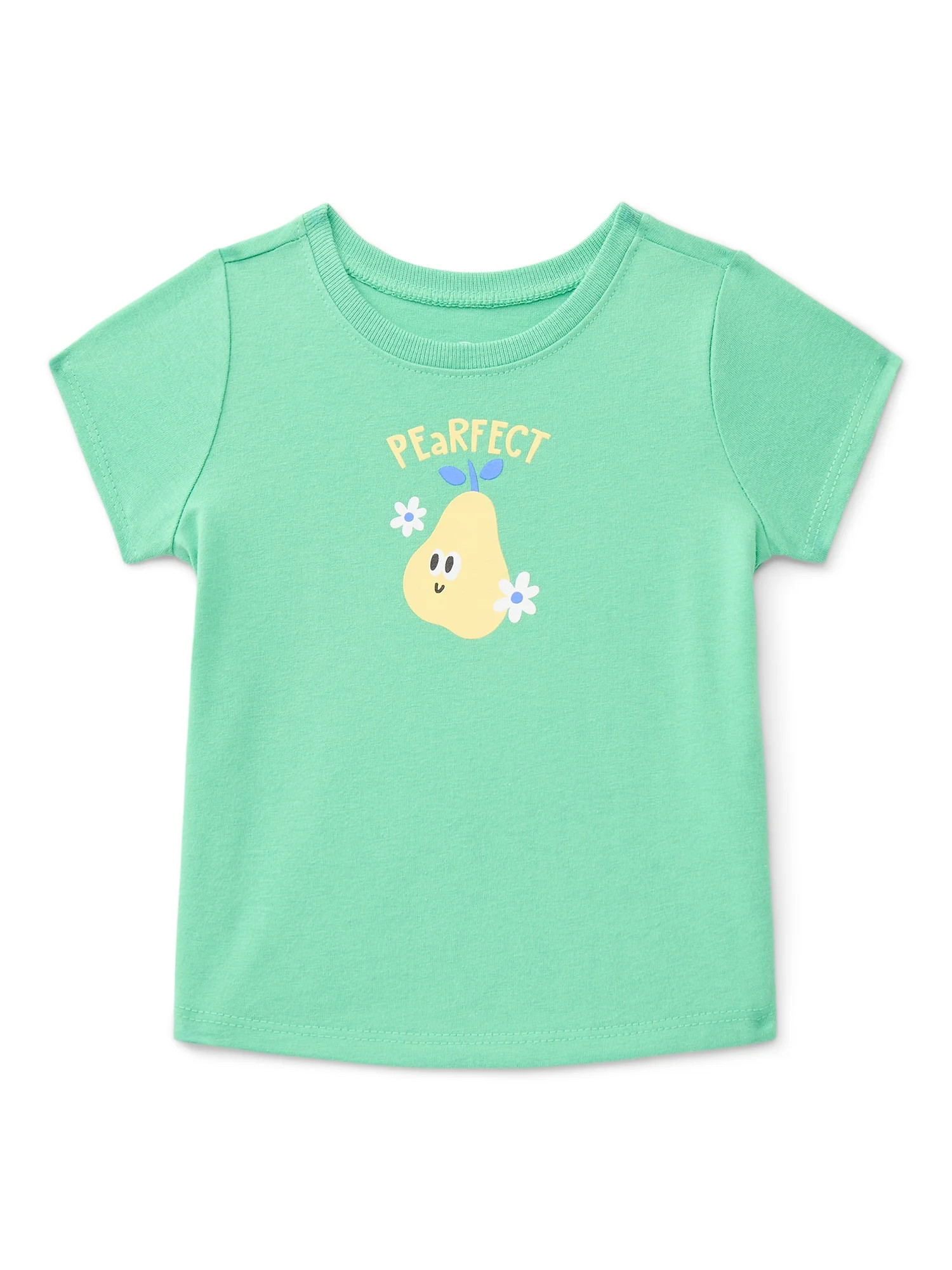 Wonder Nation Baby Girls Crewneck Tee with Short Sleeves, Sizes 0/3M-24M | Walmart (US)