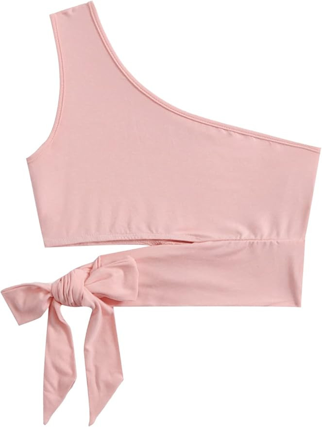 Verdusa Women's One Shoulder Tie Knot Side Sleeveless Solid Tank Crop Top | Amazon (US)