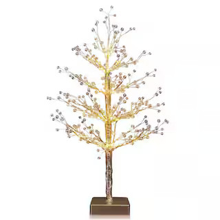 Lightshare 24 in. 95 LED Lighted Pearl Tree with 95 LED Lights Artificial White Pearl Tree, Plug ... | The Home Depot