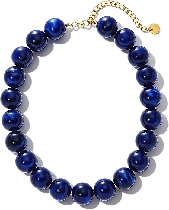 Chunky Beaded Necklaces for Women Colorful Bead Choker Necklace Trendy Adjustable Boho Collar Sta... | Amazon (US)