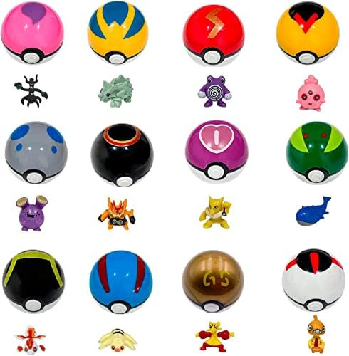 12 Pcs Pocket Ball Set, Poke Ball, Toys Collectible Set Poke for Ball Super Toy Set (with Box) | Amazon (US)