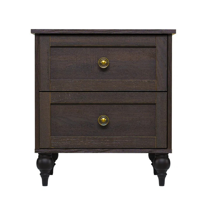 Wellington 22.6'' Tall 2 - Drawer Nightstand in Greyish Brown | Wayfair North America